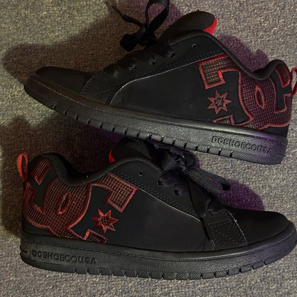 DC Kids Black and Red Logo Sneakers
